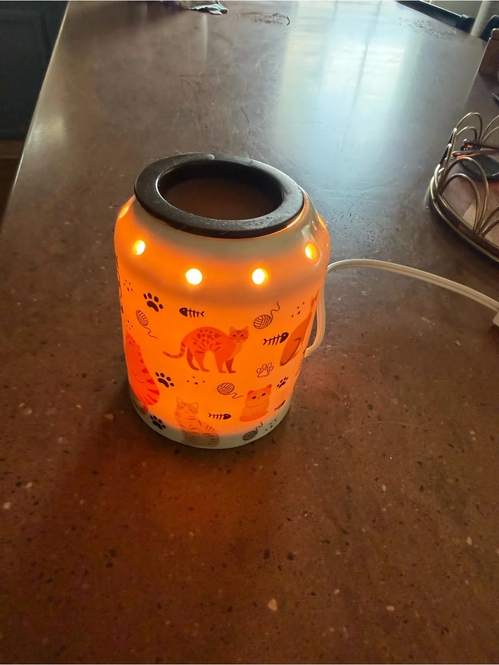 Cat Pattern Electric Wax Warmer - Orange Glow